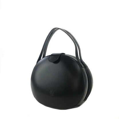LOEWE Anagram Leather Round Handbag Shoulder bag Black Vintage buyi2b