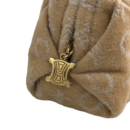 CELINE Macadam Triomphe Pile Fabric Pouch Beige White Vintage dbsuuk