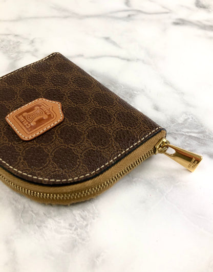 CELINE Macadam Blason Coin Purse Brown Vintage 223kww