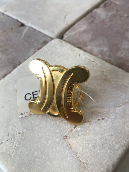 CELINE Triomphe 圍巾戒指 金色 復古 6y67hn 