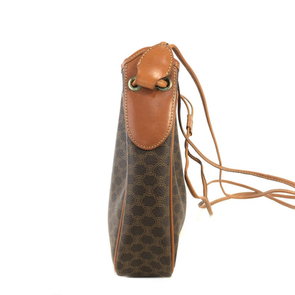 CELINE Macadam PVC Leather Drawstring Shoulder bag Brown Vintage hw5asw