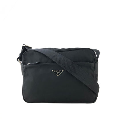 PRADA Triangle Logo Nylon Crossbody Shoulder bag Black Vintage is5rrn