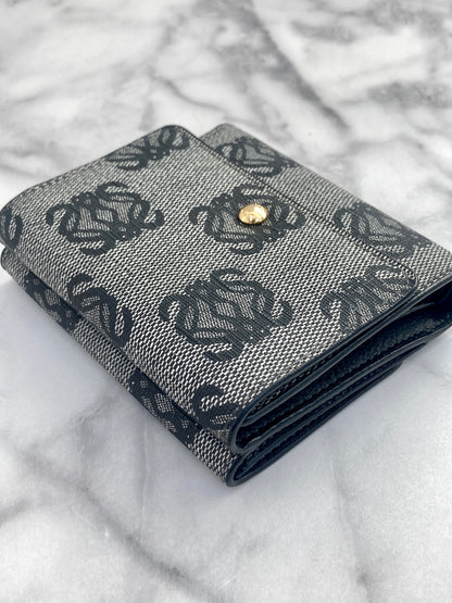 LOEWE Anagram Canvas Leather Trifold Wallet Gray Vintage hkypxt