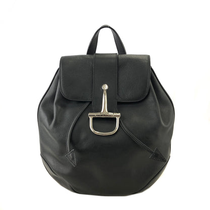 CELINE Horse Bit Leather Backpack Black Vintage fp635u