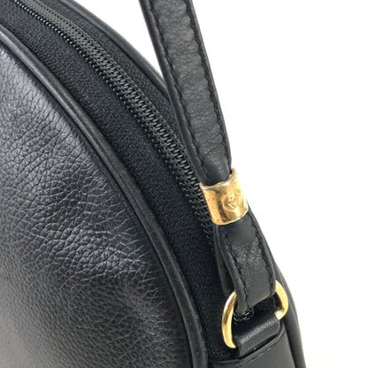 GUCCI GG Logo Leather Round Shoulder bag Black Vintage jgay4g