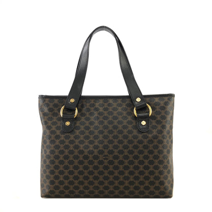 CELINE Macadam Leather Handbag Black Vintage a2psx4