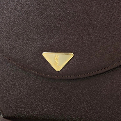 Yves Saint Laurent YSL Logo Leather Two-way Handbag Shoulder bag Brown Vintage 4de6fu