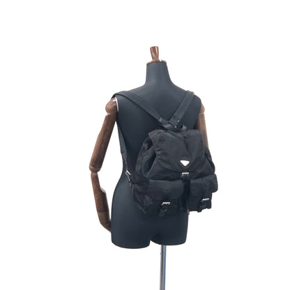 PRADA Triangle Logo Nylon Backpack Black Vintage hfi7ks