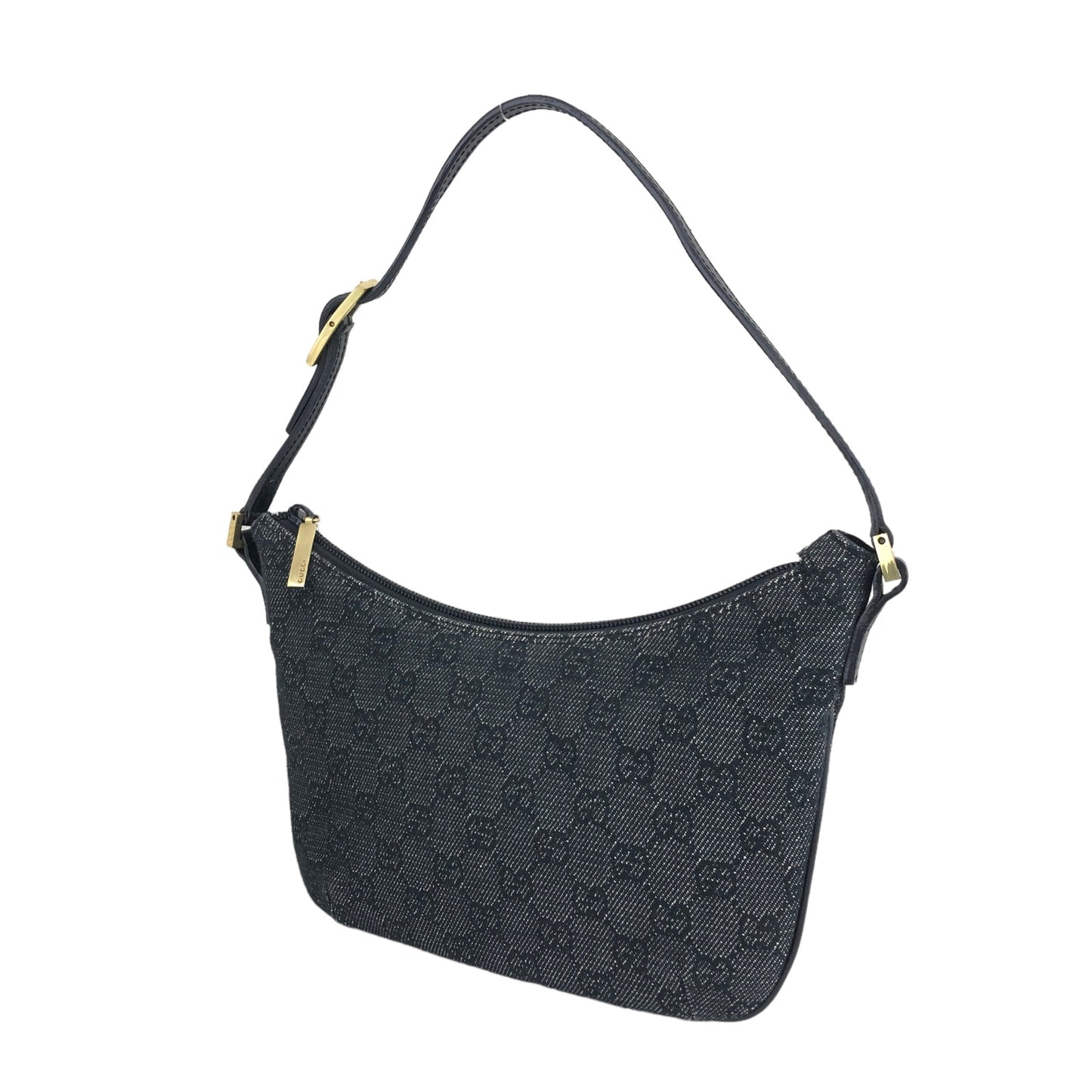 GUCCI GG Canvas Leather Small Handbag Hobobag Black Vintage 2egrki