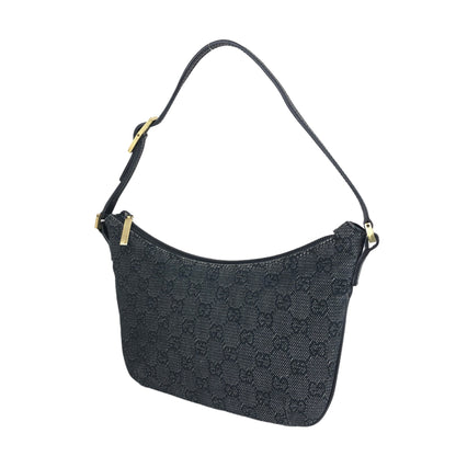 GUCCI GG Canvas Leather Small Handbag Hobobag Black Vintage 2egrki