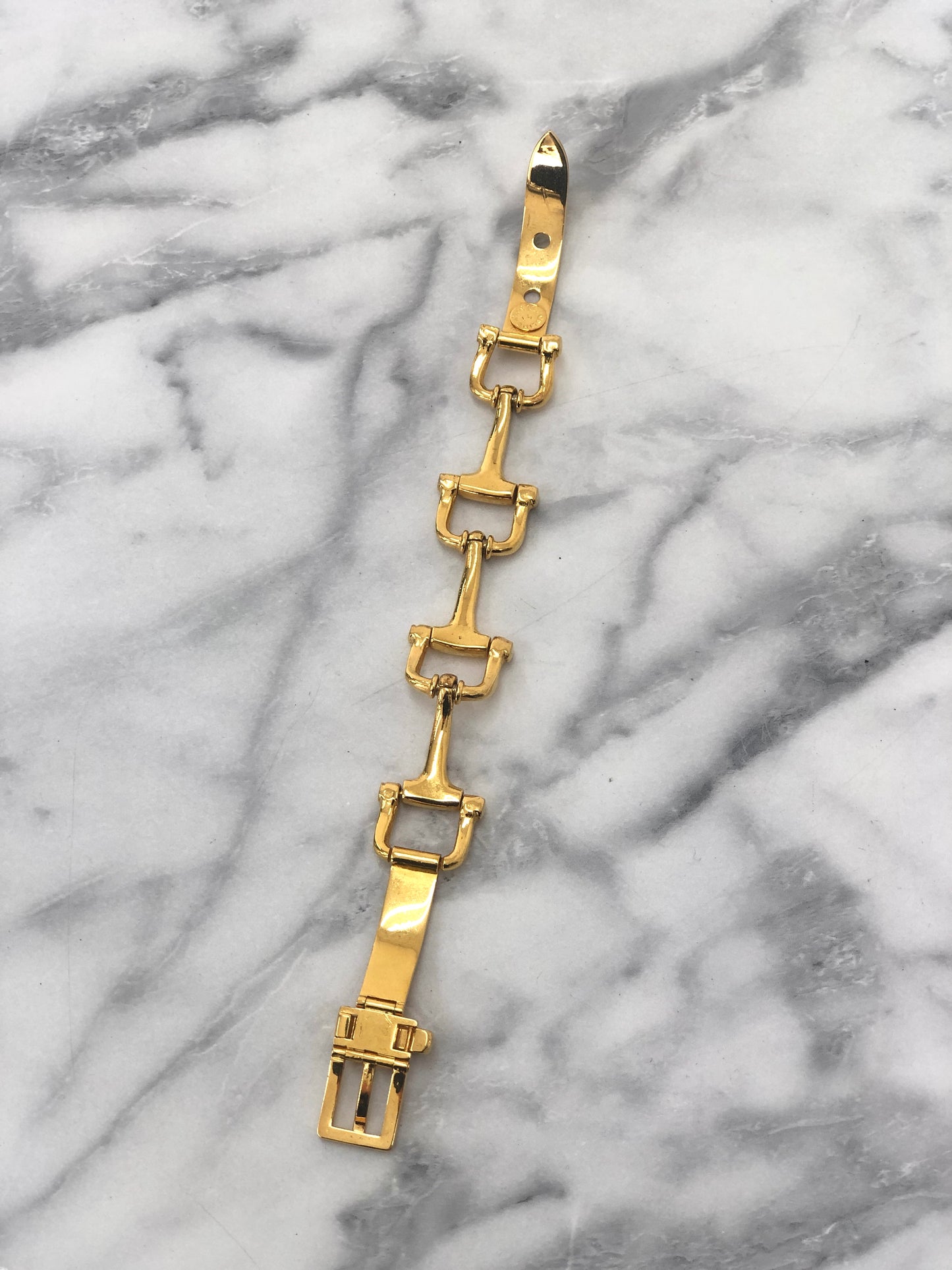 CELINE Horse Bit Bracelet Gold Vintage xyd5rw