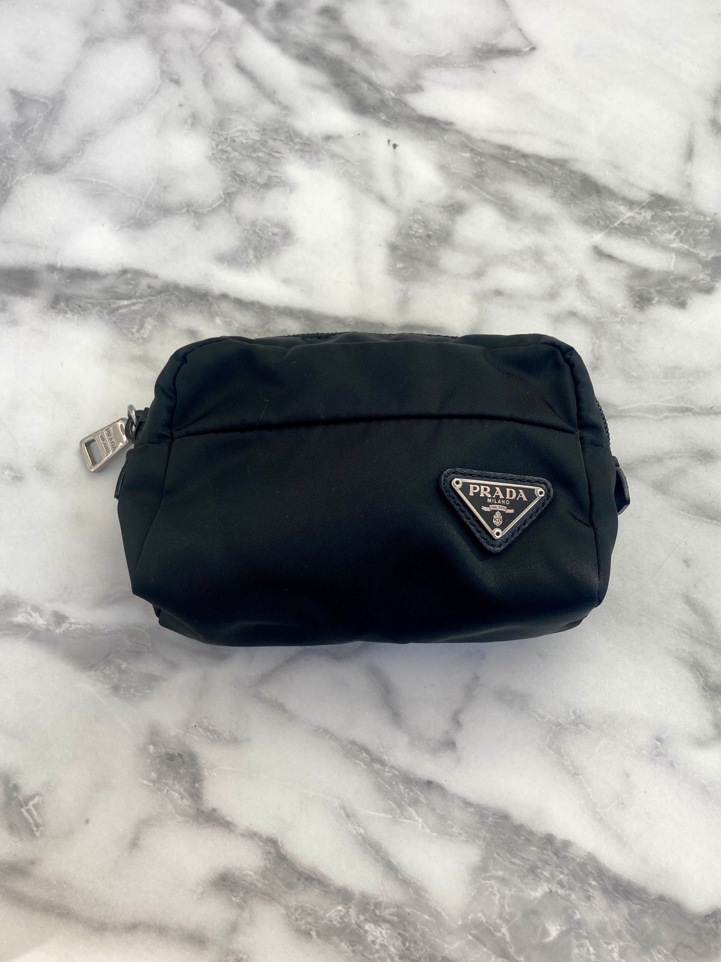 PRADA Triangle Logo Nylon Pouch Black Vintage 7wx6yx