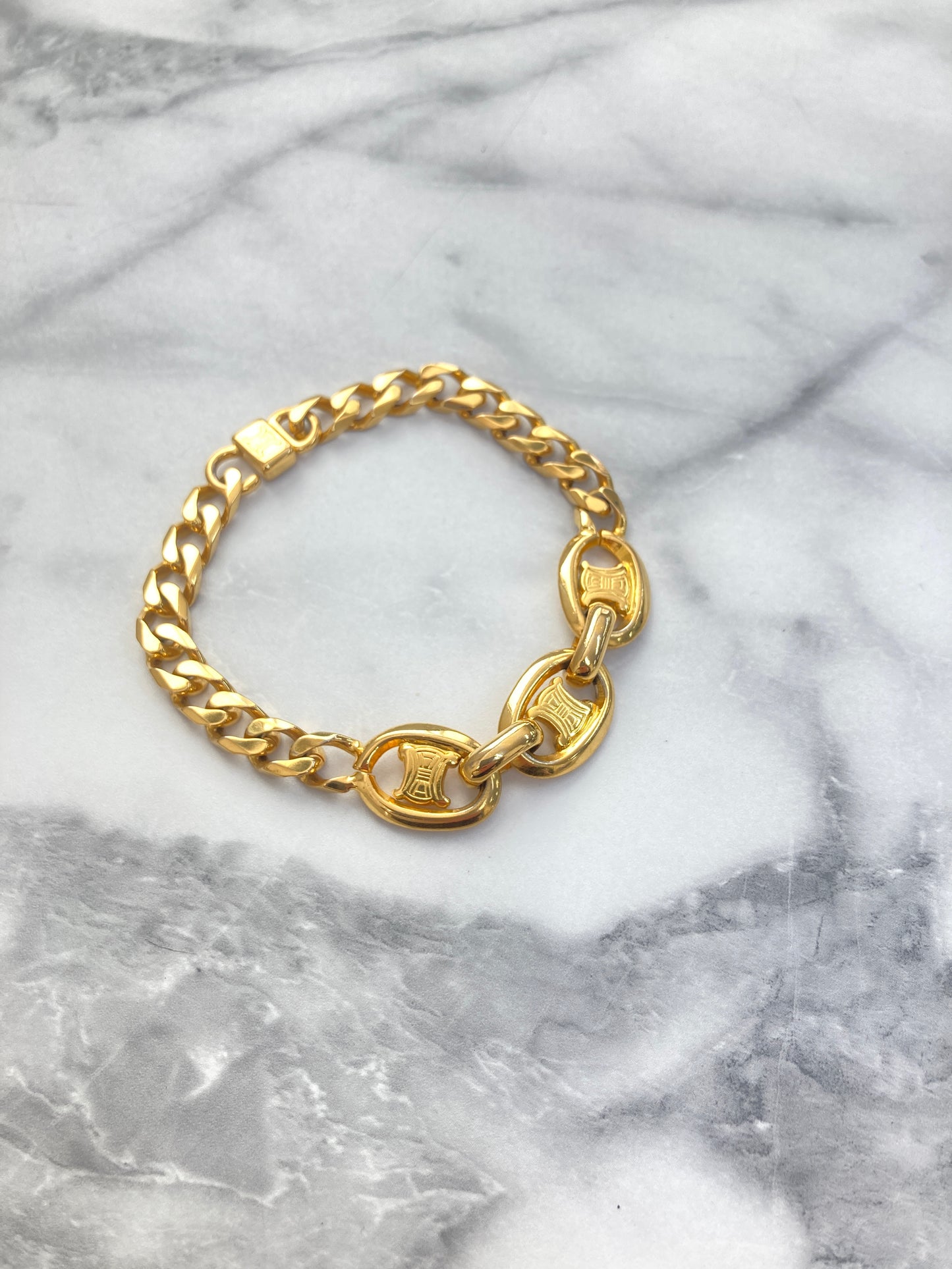 CELINE Blason Bracelet Gold Vintage ep5m5w