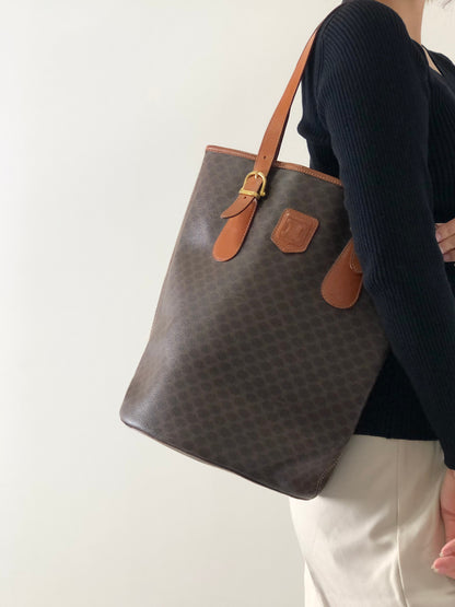 CELINE Macadam Blason Handbag Totebag Brown Vintage ui3dbx