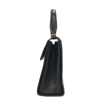 BURBERRY Logo Motif Leather Two-way Top Handle Handbag Shoulder bag Black Vintage mxbnib