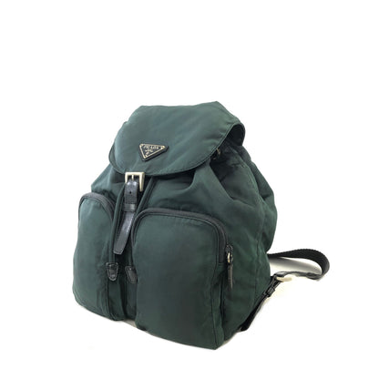PRADA Triangle Logo Double pocket Nylon Backpack Green Vintage r5kz8b
