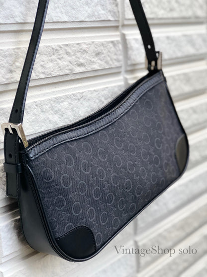 CELINE Macadam 布料 Hobo 手提包 黑色 復古 舊 CELINE 6mfx55