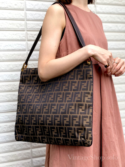 FENDI Zucca Jacquard Totebag Shoulder bag Brown vintage Old kkuhuc