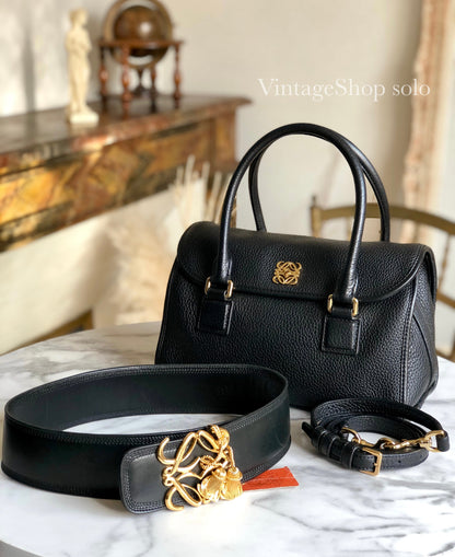 LOEWE Alamo Anagram Turn lock Handbag Shoulderbag Black Vintage Old 8x57zd