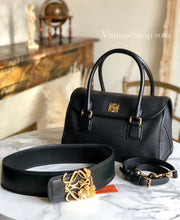 Load image into Gallery viewer, LOEWE Alamo Anagram Turn lock Handbag Shoulderbag Black Vintage Old 8x57zd
