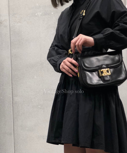 CELINE Blason Triomphe Crossbody Shoulder bag Black Old Celine vintage chggjy