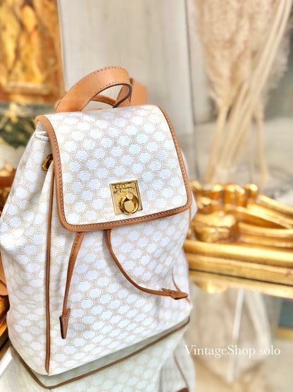 CELINE Macadam Gancini Backpack White Vintage Old Celine g252jj