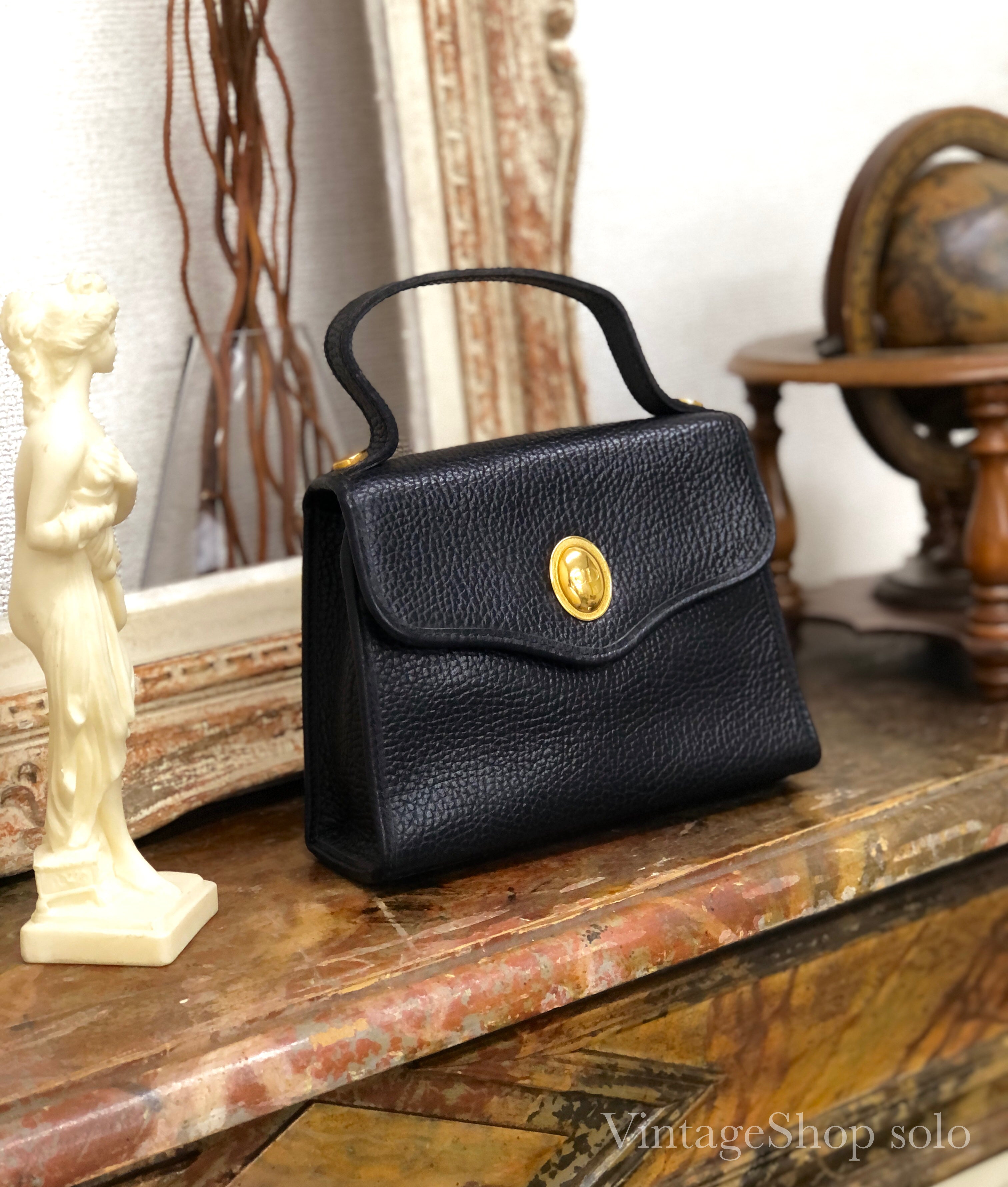 Christian Dior Small Caro Bag Black Quilt Calfskin Leather |