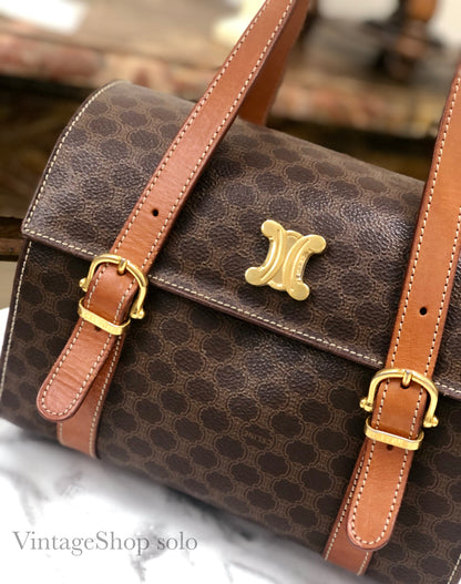 CELINE Macadam Blason Triomphe Box 手提包 棕色 復古 舊款 CELINE ifc326