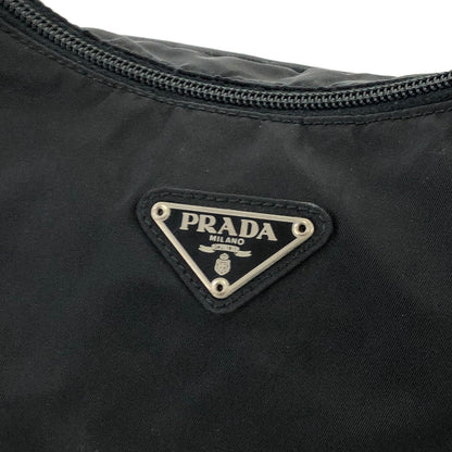PRADA Triangle Logo Nylon Shoulder bag Hobobag Black Vintage bbyjfb
