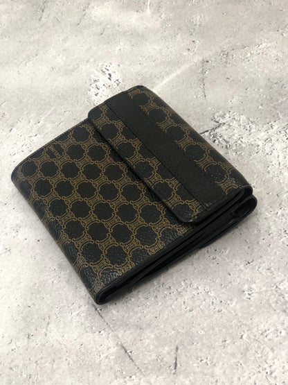 CELINE Macadam Logo Embossed Folded Wallet Black Vintage tw453e