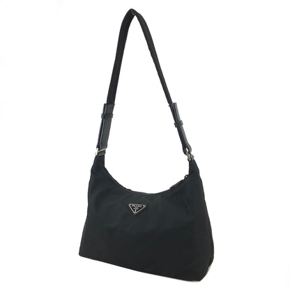 PRADA Triangle Logo Nylon Shoulder bag Hobobag Black Vintage bbyjfb