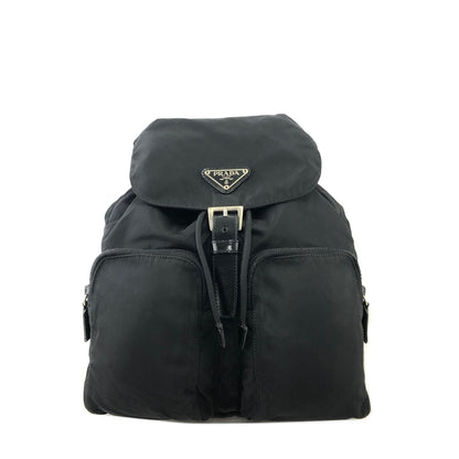 PRADA Triangle Logo Nylon Backpack Black Vintage f4v6fg