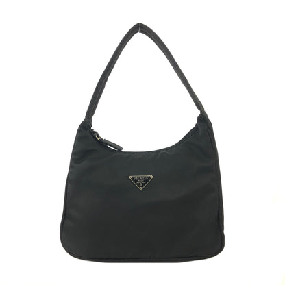 PRADA Triangle Logo Nylon Handbag Hobobag Black Vintage 7rgvu7