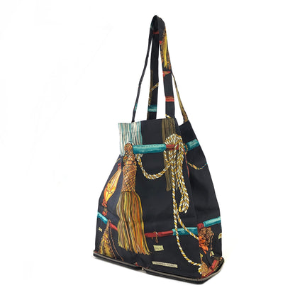 HERMES Silk Foldable Eco Silky Pop Totebag Black Vintage 7ztzeb
