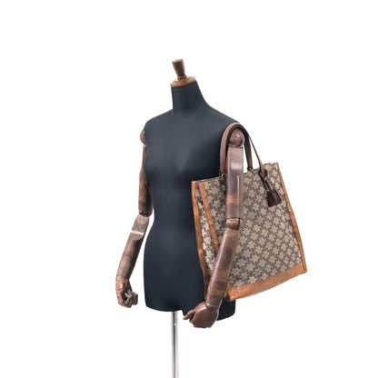 CELINE Blason Canvas Leather Totebag Brown Vintage 28perr