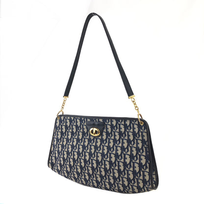 Christian Dior  Trotter CD Logo Jacquard Leather Shoulder bag Navy Vintage 5f4tcg