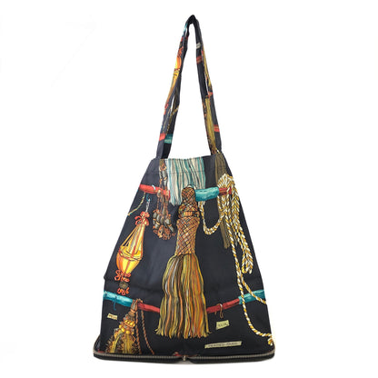 HERMES Silk Foldable Eco Silky Pop Totebag Black Vintage 7ztzeb