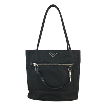 PRADA Triangle Logo Nylon Totebag Black Vintage k7hrm6