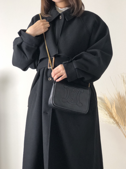CELINE Triomphe Flap Chain Shoulder Leather Shoulder bag Black Vintage grdgz7