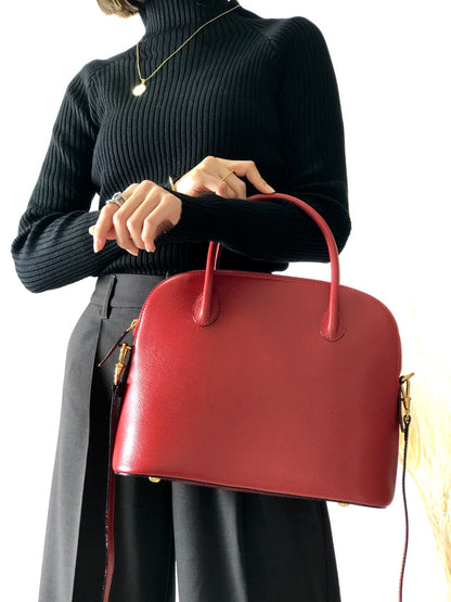 CELINE 皮革兩用手提包單肩包紅色復古 kpakv5 