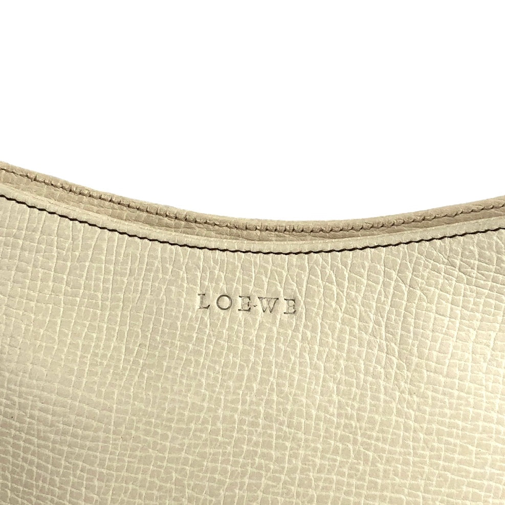 LOEWE Logo Leather Small Shoulder bag Hobobag Beige Vintage 5ukfmv