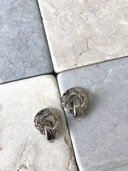 CELINE Earrings Silver Vintage wygxhn