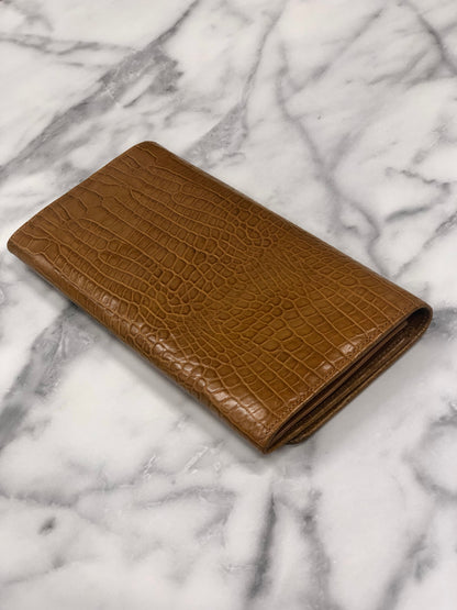CELINE 標誌圖案皮革長皮夾 棕色 復古 45j62z 