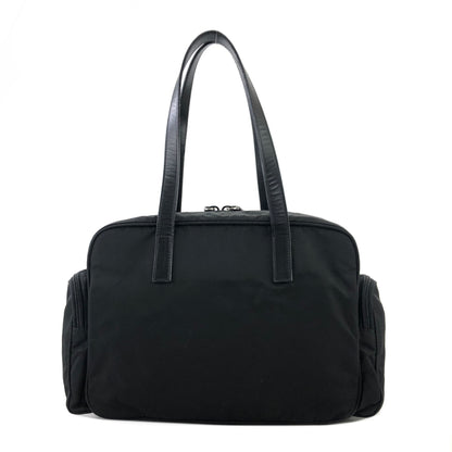 PRADA Triangle Logo Side Pocket Nylon Handbag Black Vintage z7gkye