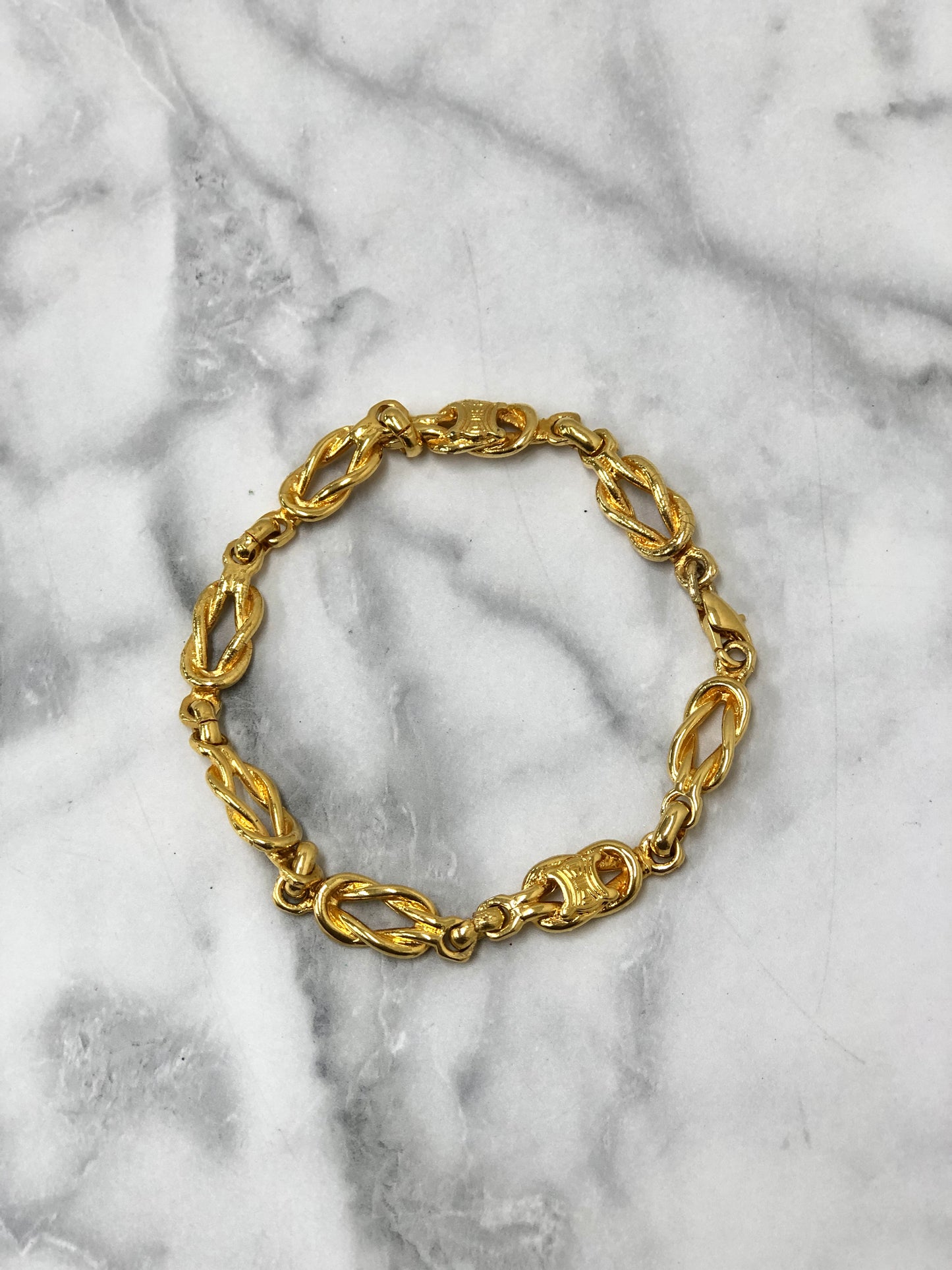 CELINE Triomphe Blason Logo Motif Bracelet Gold Vintage ka2wpr