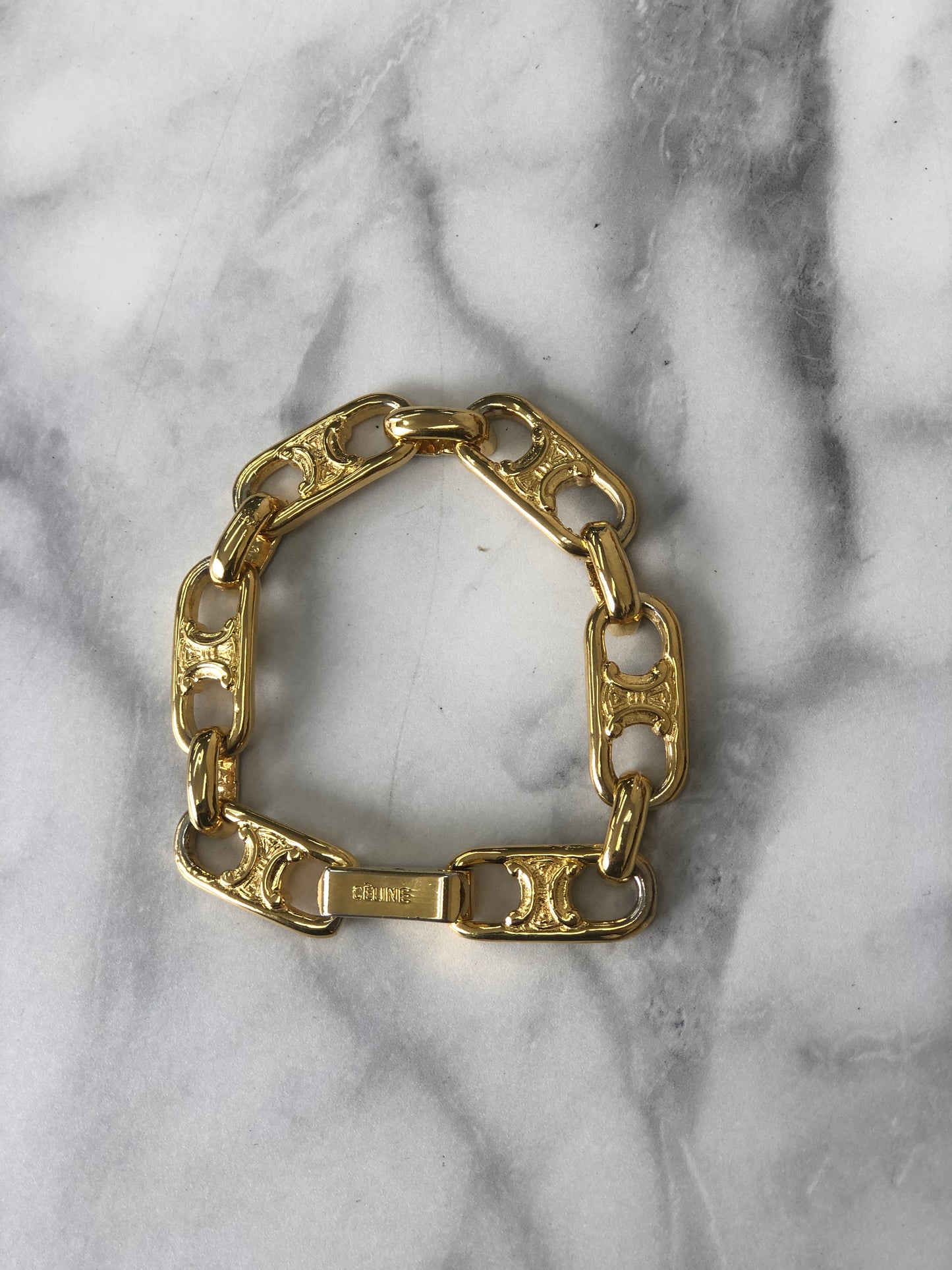 CELINE Triomphe Bracelet Gold Vintage bgrfih