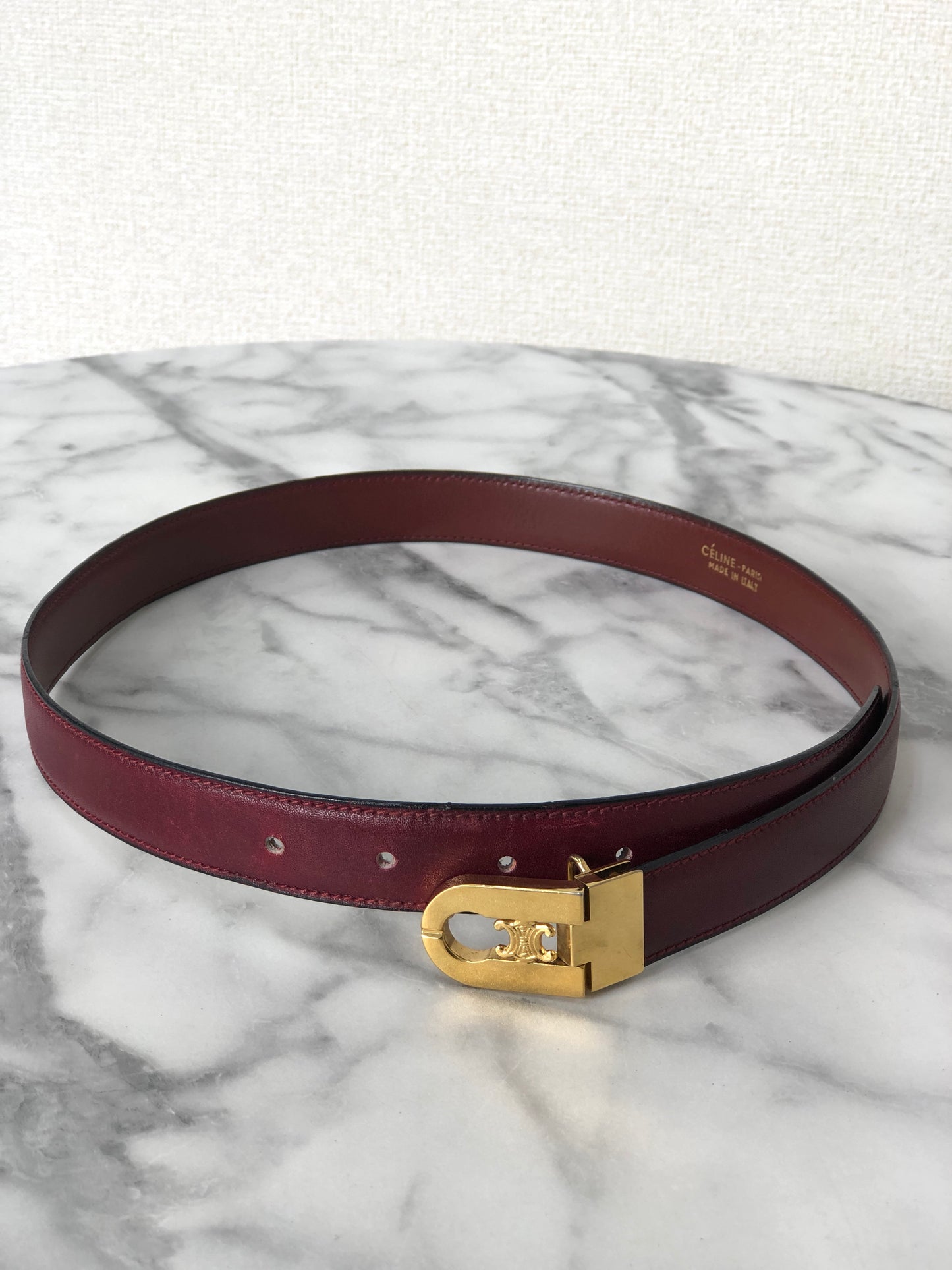 CELINE Triomphe Leather Belt Red Vintage mfvgj8