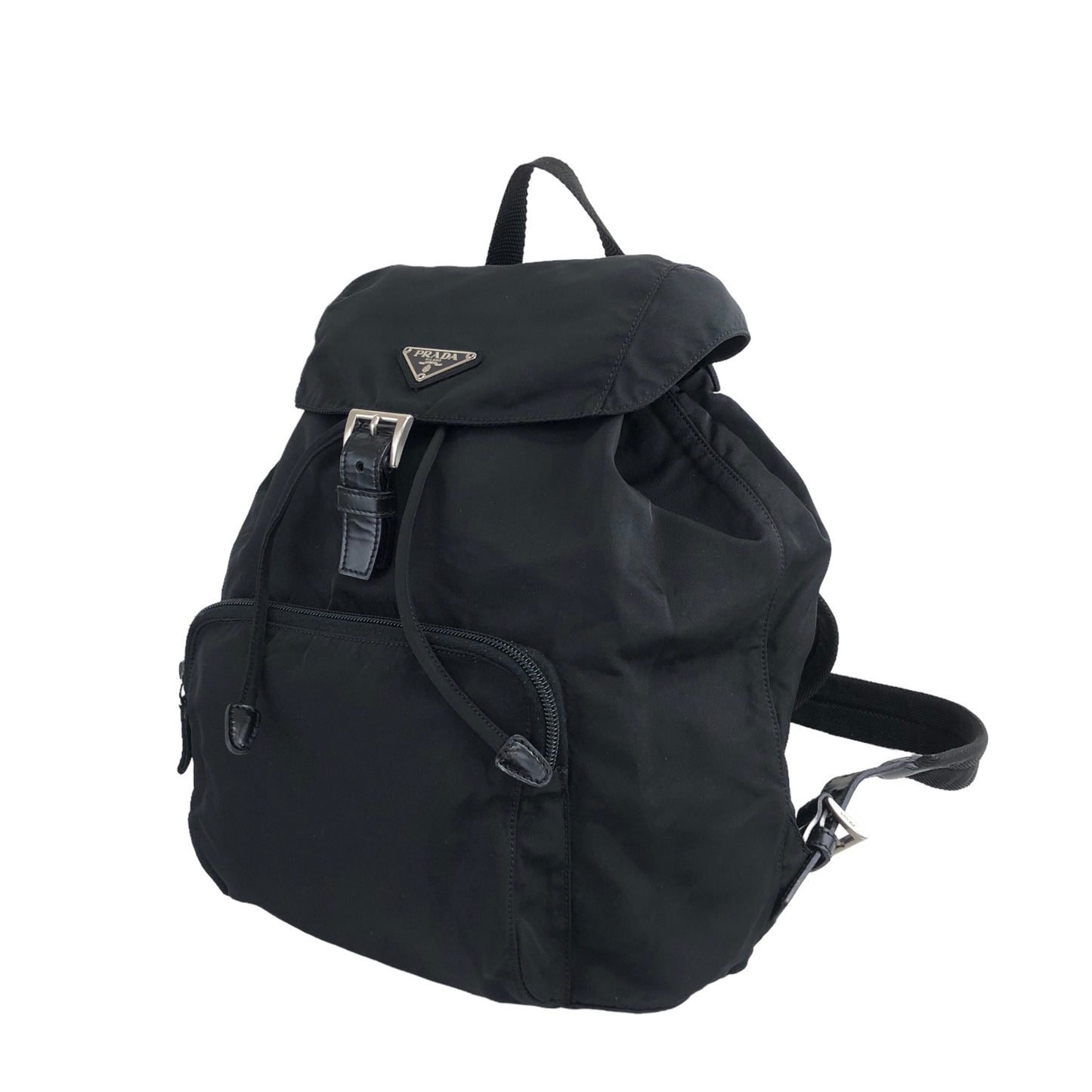 PRADA Triangle Logo Nylon Backpack Black Vintage xfibpp