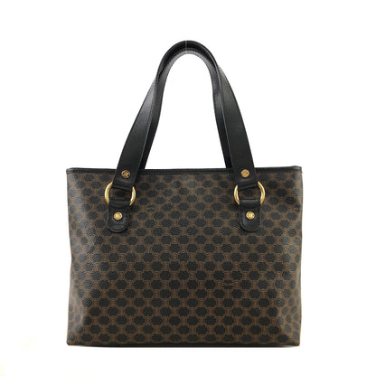 CELINE Macadam Leather Handbag Black Vintage a2psx4
