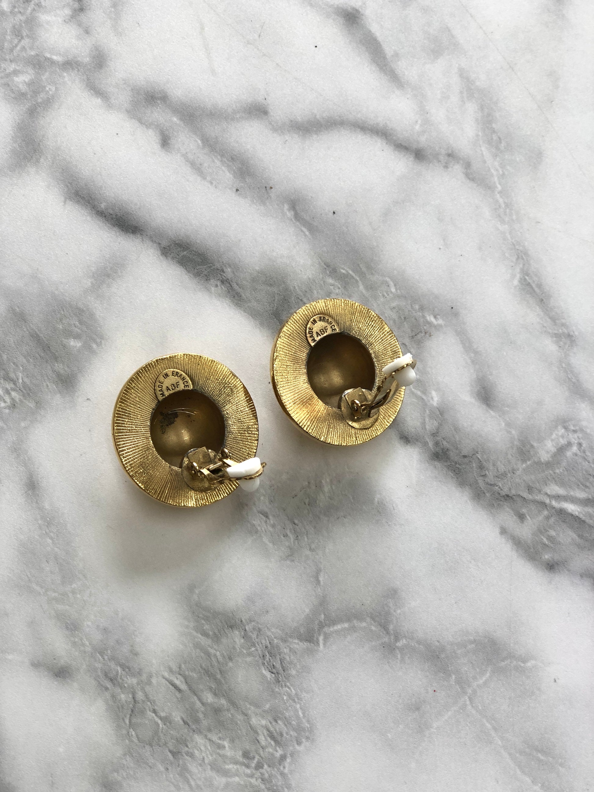 Vintage Louis Vuitton Monogram Earrings Small Gold 3cm